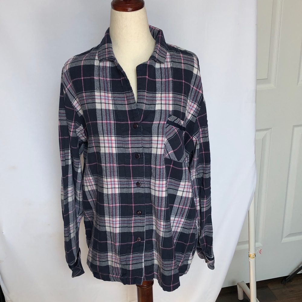 Ambrielle Checkered Pajama Top - Black and Pink